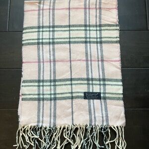Burberry Beige and Gray Plaid Wool Scarf